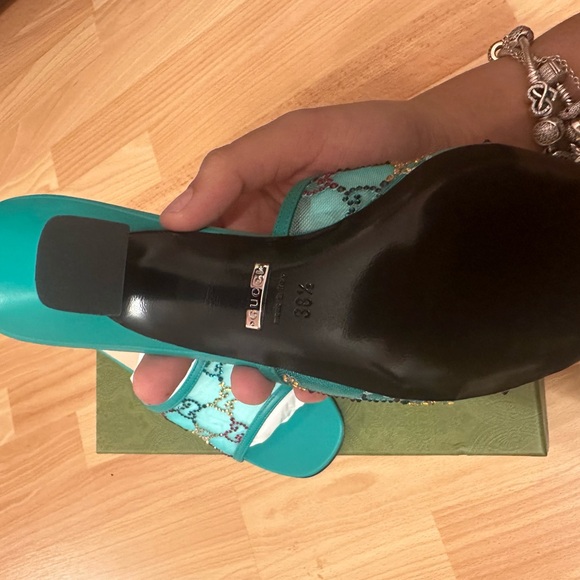 Authentic Gucci crystal GG embellished Mesh Heels - Picture 6 of 11